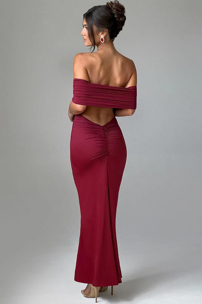KARLA STRAPLESS MAXI DRESS - BLACK - Wine Red - M