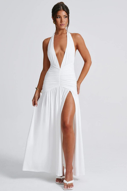 SOFÍA HALTER MAXI DRESS - White - M