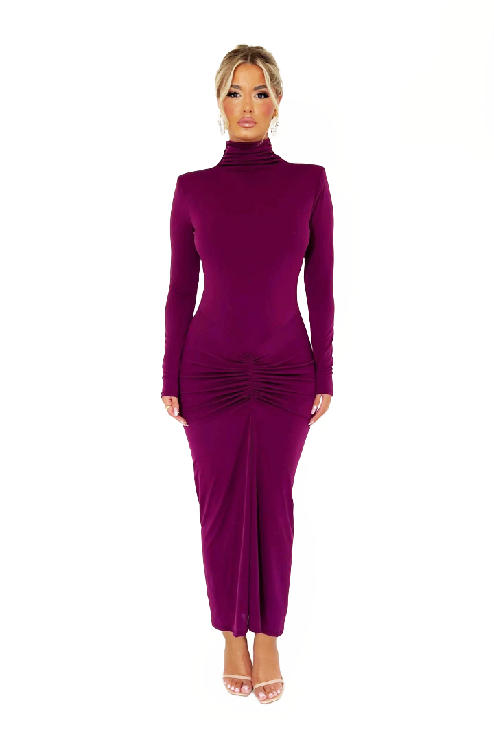 MAVIS LONG SLEEVE MAXI DRESS - PURPLE