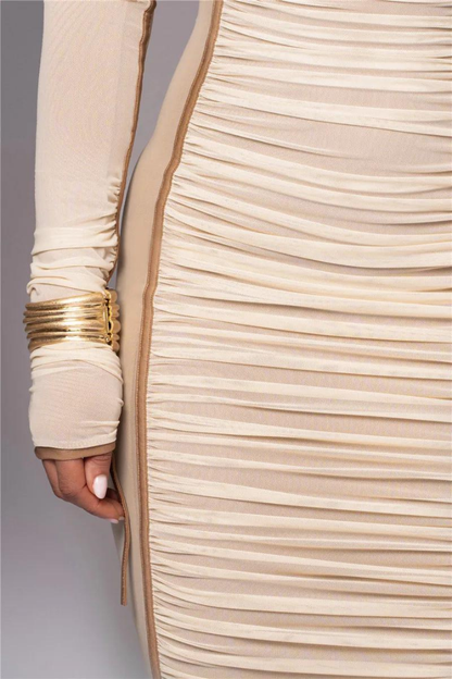 SUE LONG SLEEVE MIDI DRESS - White - M