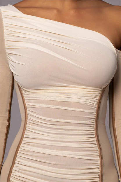 SUE LONG SLEEVE MIDI DRESS - White - M