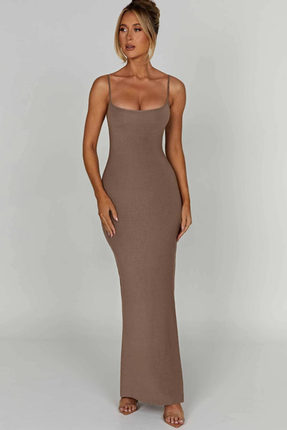 TERESE SLEEVELESS MAXI DRESS-STEEL - Khaki - M