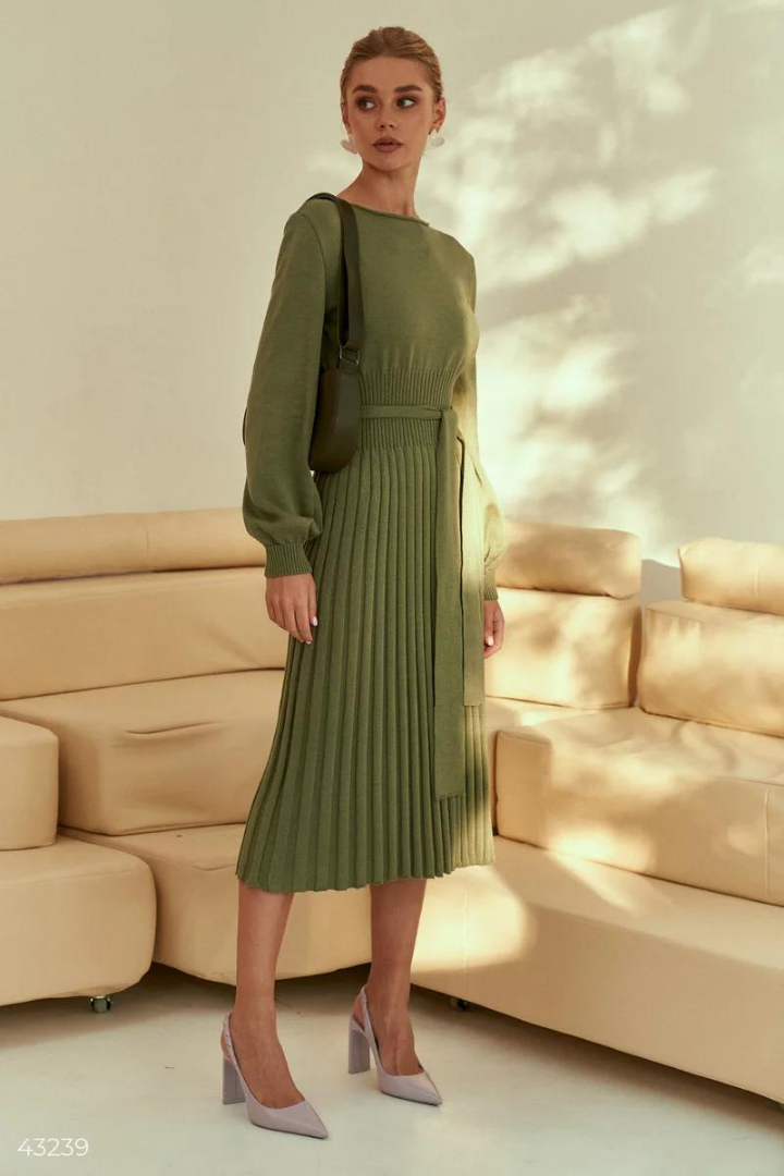 CLAUDIA MIDI KNIT DRESS - BEIGE - Khaki - XL