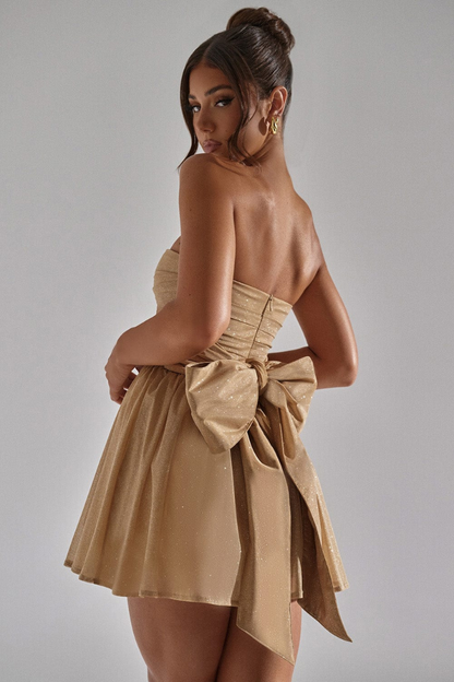 LEONA STRAPLESS MINI DRESS - KHAKI