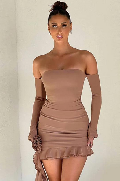 ADRIE HALTER MINI DRESS - CHOCOLATE - Pink - M