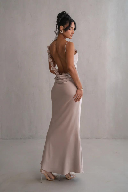 RUBY MAXI LONG DRESS-RED - Wine Red - S