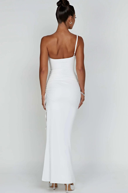 PAULA ONE SHOULDER MAXI DRESS - WHITE