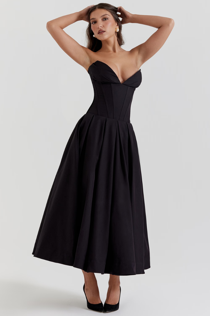 PHOEBE OFF-SHOULDER MAXI DRESS - BLACK