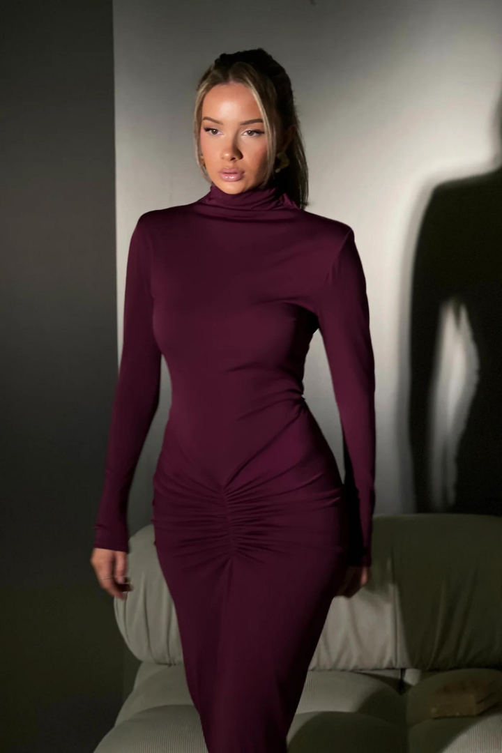 MAVIS LONG SLEEVE MAXI DRESS - Purple - M