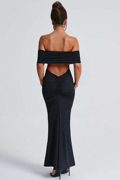 KARLA STRAPLESS MAXI DRESS - BLACK - Wine Red - M