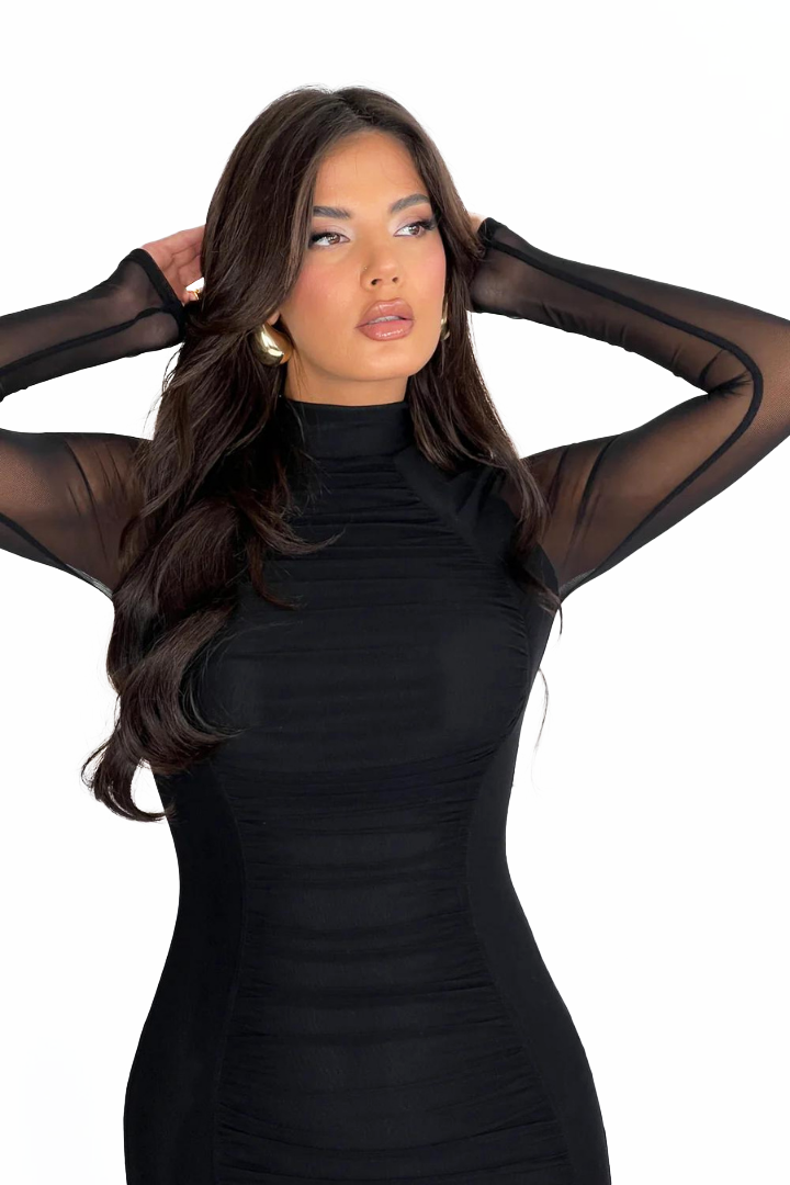 LUPE LONG SLEEVE MAXI DRESS - GREY