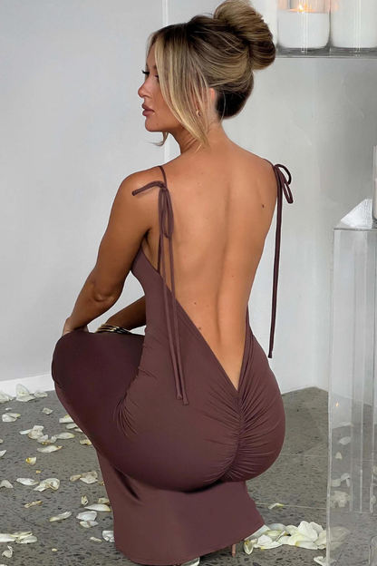 ROSE SLEEVELESS MAXI DRESS - CHOCOLATE - Navy Blue - M