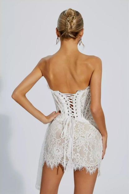 BÁRBARA LACE MINI DRESS - WHITE