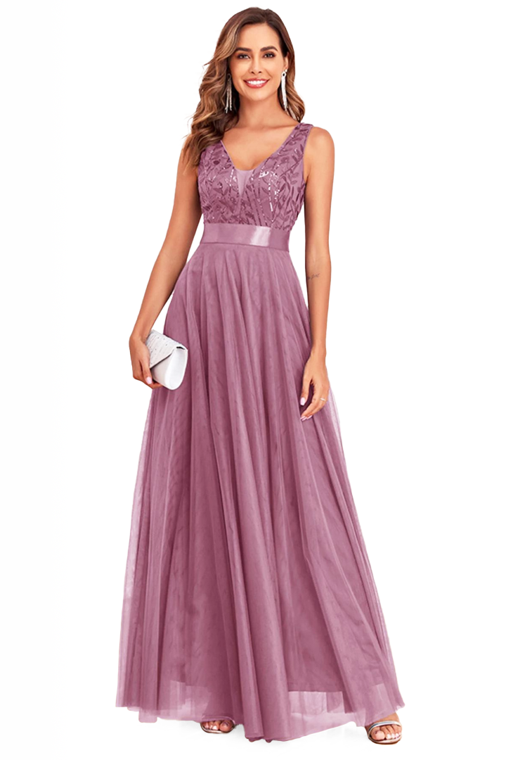 AGNÈS SEQUIN MAXI DRESS - PURPLE