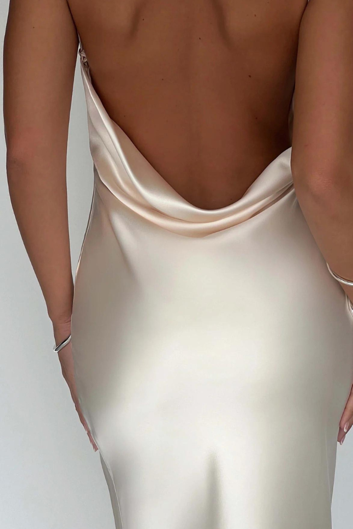 ANDREA SATIN MAXI DRESS - IVORY