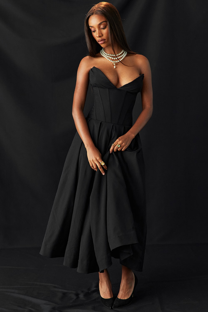 PHOEBE OFF-SHOULDER MAXI DRESS - BLACK