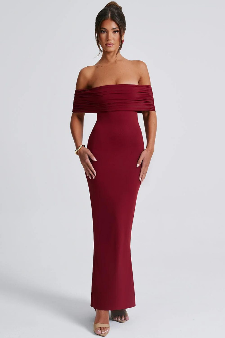 KARLA STRAPLESS MAXI DRESS - BLACK - Wine Red - M