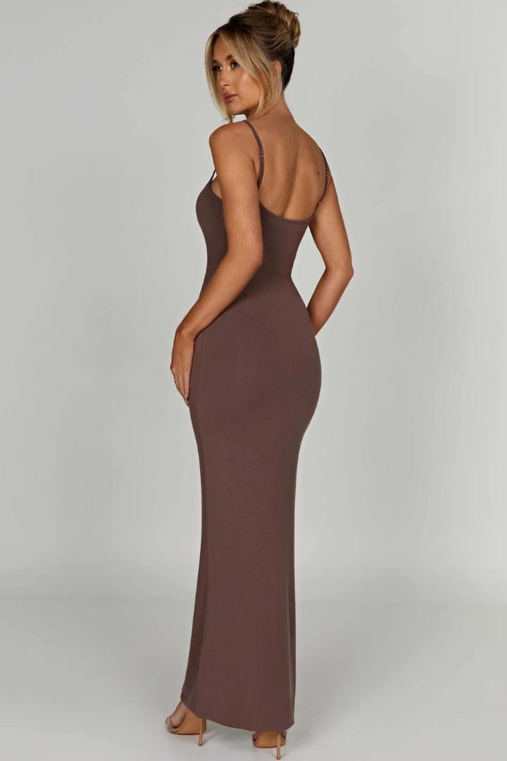 TERESE SLEEVELESS MAXI DRESS-STEEL - Khaki - M
