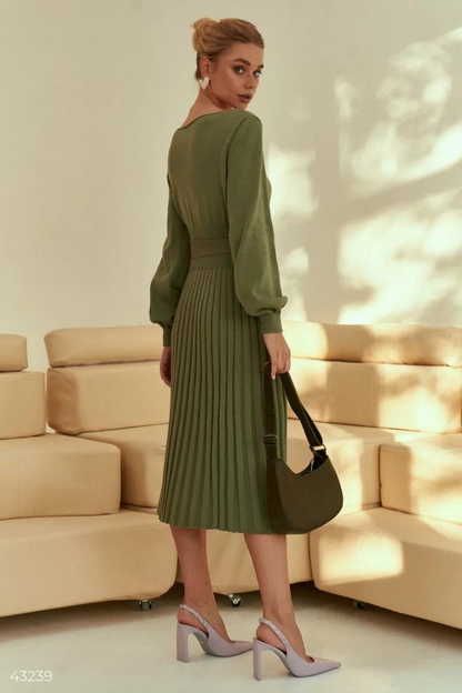 CLAUDIA MIDI KNIT DRESS - BEIGE - Khaki - XL