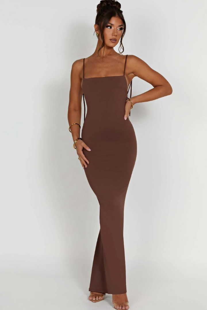 ROSE SLEEVELESS MAXI DRESS - CHOCOLATE - Navy Blue - M