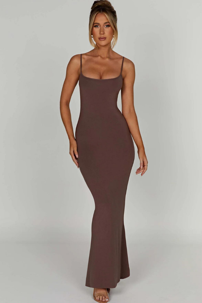 TERESE SLEEVELESS MAXI DRESS-STEEL - Khaki - M