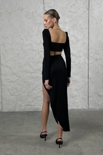 BRIGITTE TWO PIECES MAXI DRESS - BROWN