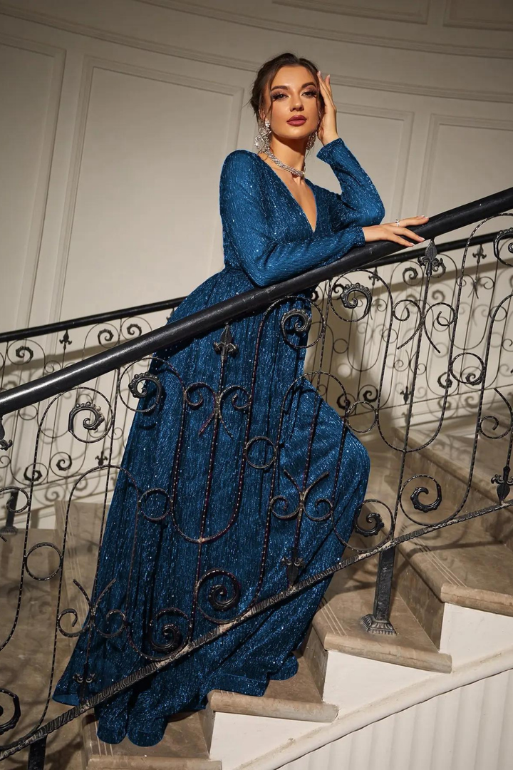 BELLE WRAP MAXI DRESS - BLUE