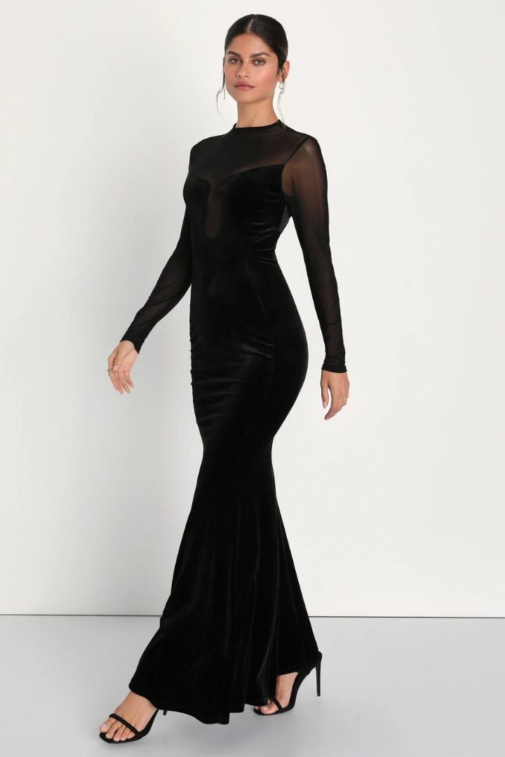 LENA GOWN MAXI DRESS - BLACK - Black - M