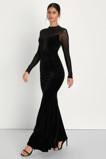 LENA GOWN MAXI DRESS - BLACK - Black - M