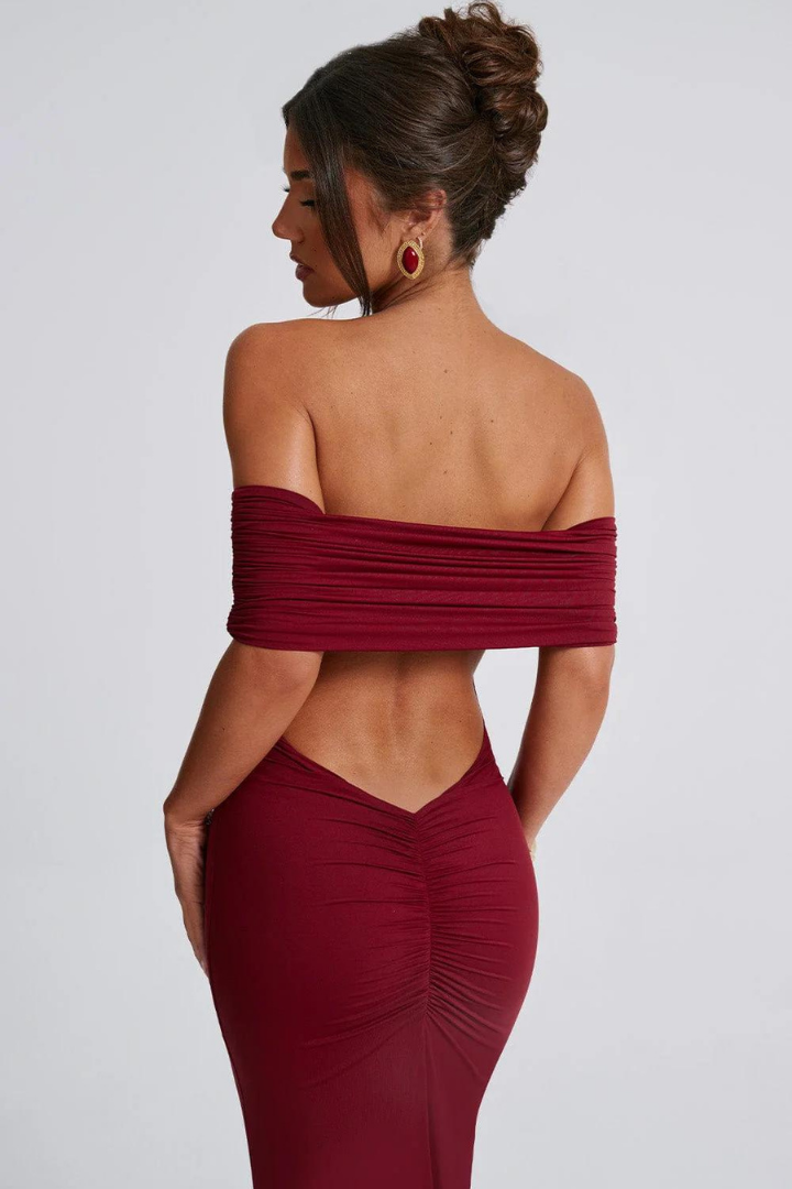KARLA STRAPLESS MAXI DRESS - BLACK - Wine Red - M