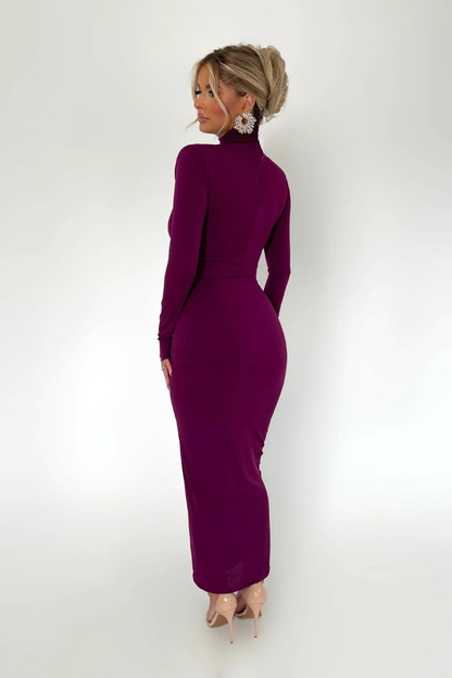 MAVIS LONG SLEEVE MAXI DRESS - Purple - M