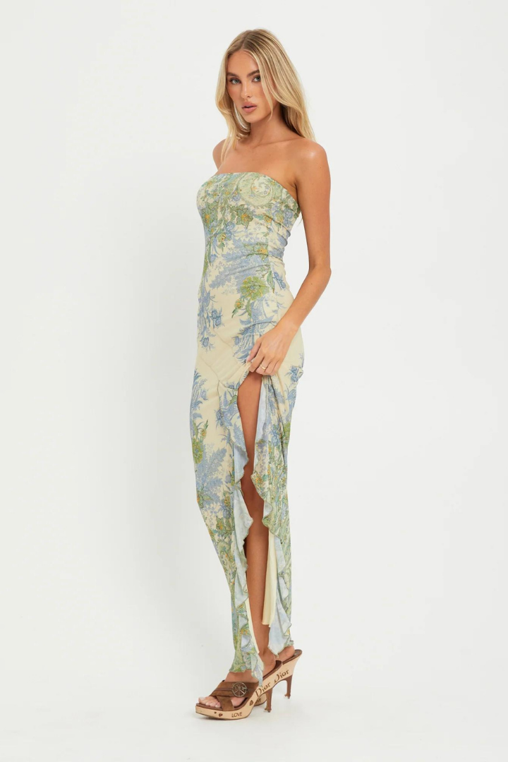 JESSICA STRAPLESS MAXI DRESS - LIGHT GREEN