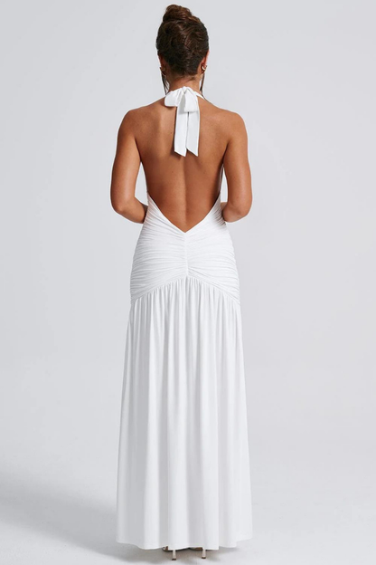 SOFÍA HALTER MAXI DRESS - White - M