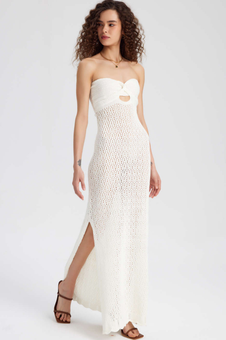 VALENTINE MAXI KNIT DRESS - BEIGE