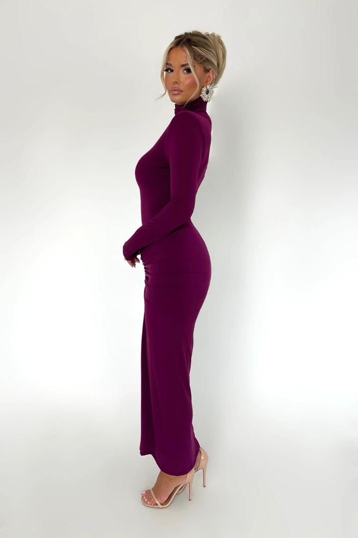 MAVIS LONG SLEEVE MAXI DRESS - Purple - M