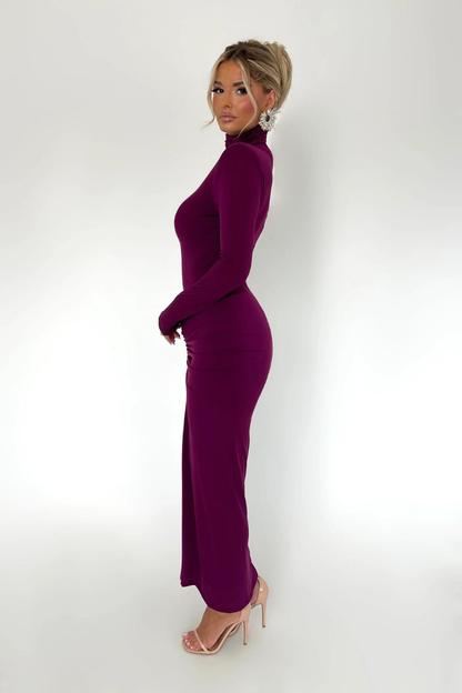 MAVIS LONG SLEEVE MAXI DRESS - Purple - M