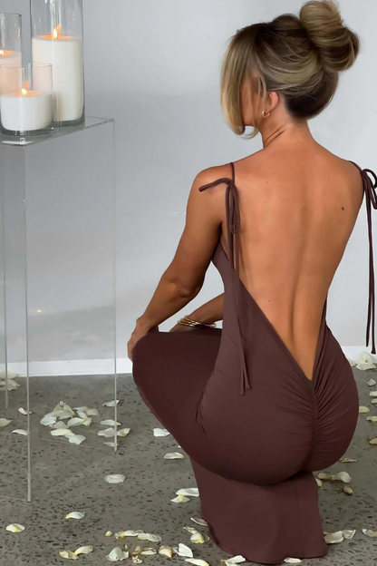 ROSE SLEEVELESS MAXI DRESS - CHOCOLATE - Navy Blue - M