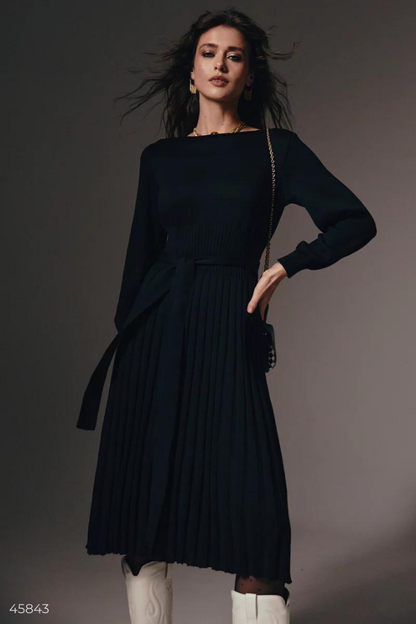CLAUDIA MIDI KNIT DRESS - BEIGE - Black - XL