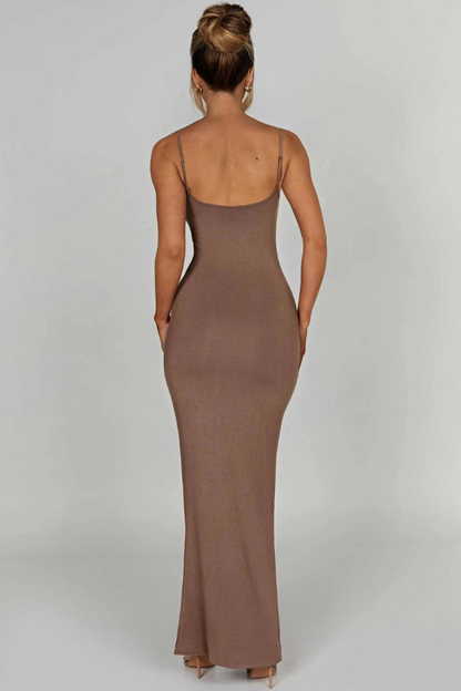 TERESE SLEEVELESS MAXI DRESS-STEEL - Khaki - M