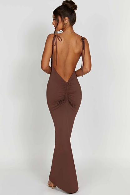 ROSE SLEEVELESS MAXI DRESS - CHOCOLATE - Navy Blue - M