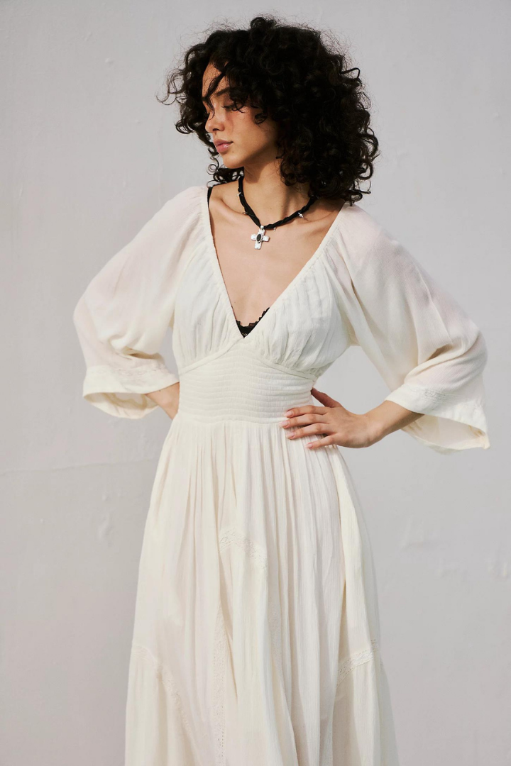 BRIGETTE CHIFFON MAXI DRESS - WHITE*
