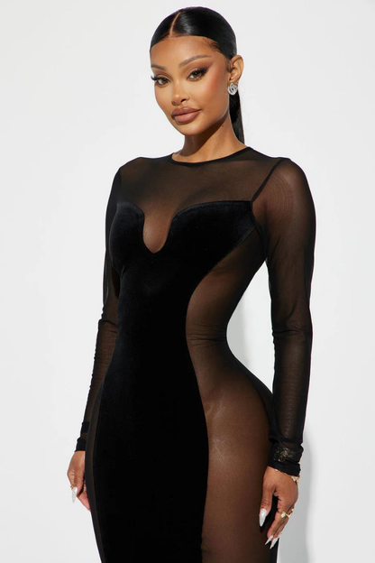 LENA GOWN MAXI DRESS - BLACK - Black - M