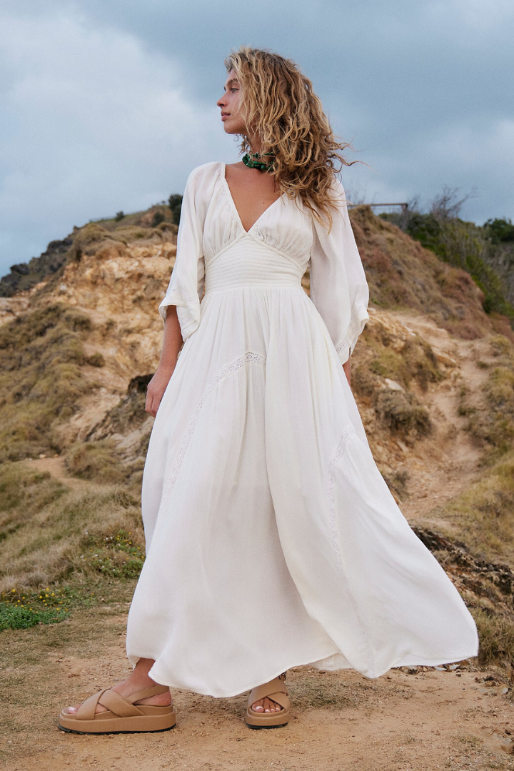 BRIGETTE CHIFFON MAXI DRESS - WHITE*