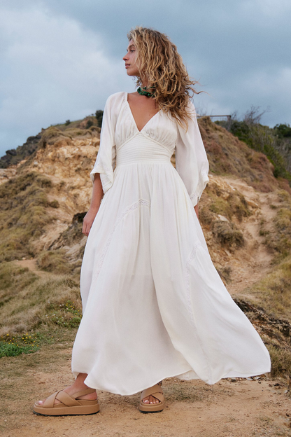 BRIGETTE CHIFFON MAXI DRESS - WHITE*