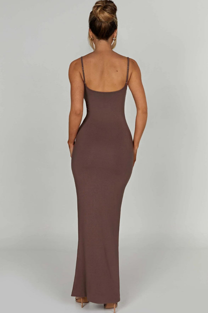 TERESE SLEEVELESS MAXI DRESS-STEEL - Khaki - M