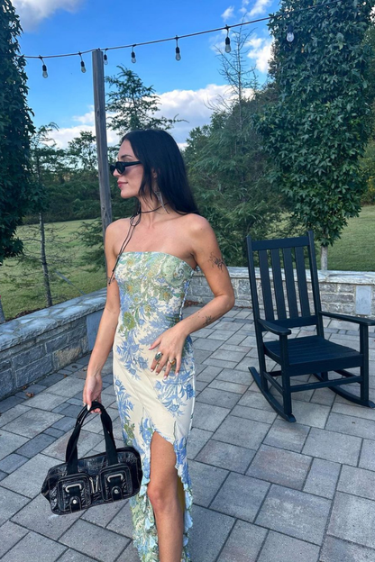 JESSICA STRAPLESS MAXI DRESS - LIGHT GREEN