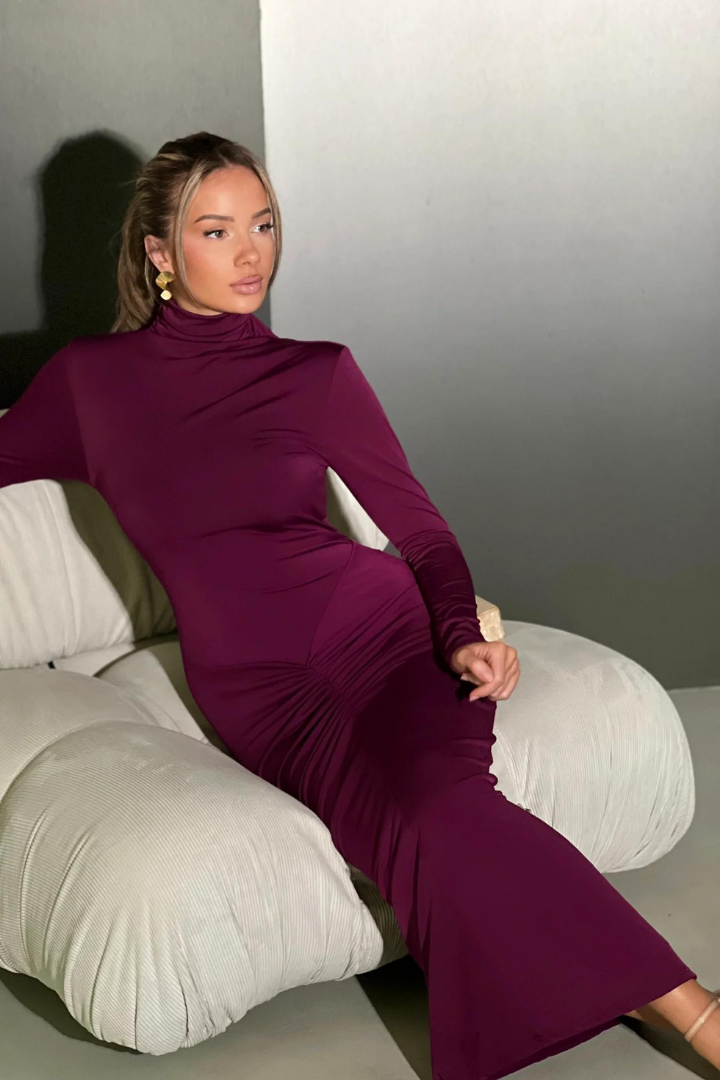 MAVIS LONG SLEEVE MAXI DRESS - Purple - M