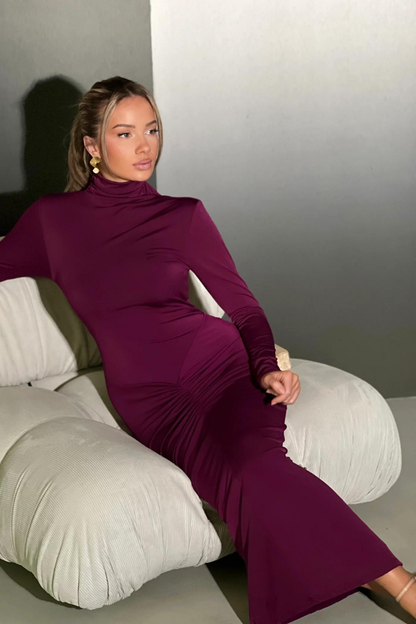 MAVIS LONG SLEEVE MAXI DRESS - Purple - M