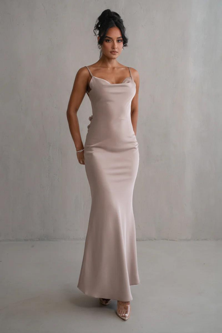 RUBY MAXI LONG DRESS-RED - Wine Red - S