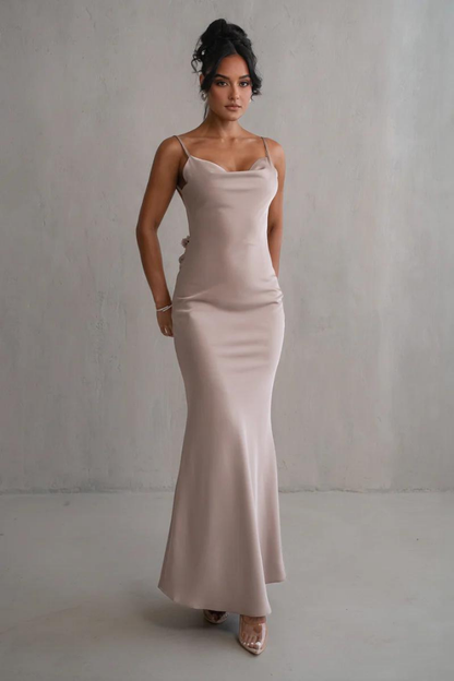 RUBY MAXI LONG DRESS-RED - Wine Red - S
